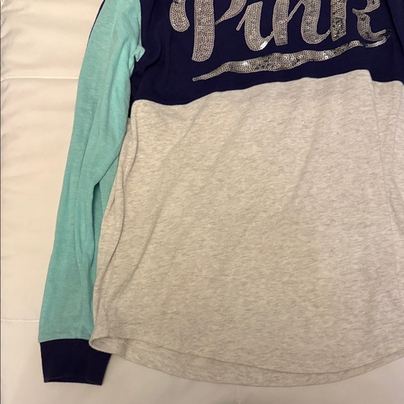 PINK Victoria's Secret Long Sleeve Tee - Black, Gray, and Blue - Picture 3 of 5